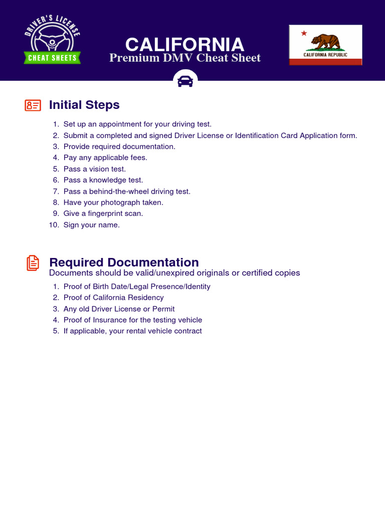California DMV Cheat Sheet Guide | PDF | Traffic | Traffic Light