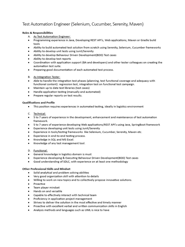 REST API Test Automation Engineer Role | PDF | Unit Testing | Product ...