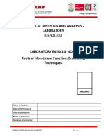 NM Laboratory 2 Roots Non Linear Function Bracketing Methods