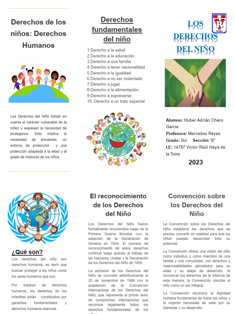 TRIPTICO DERECHOS DEL NIÑO | PDF | Derechos de los niños | Derechos