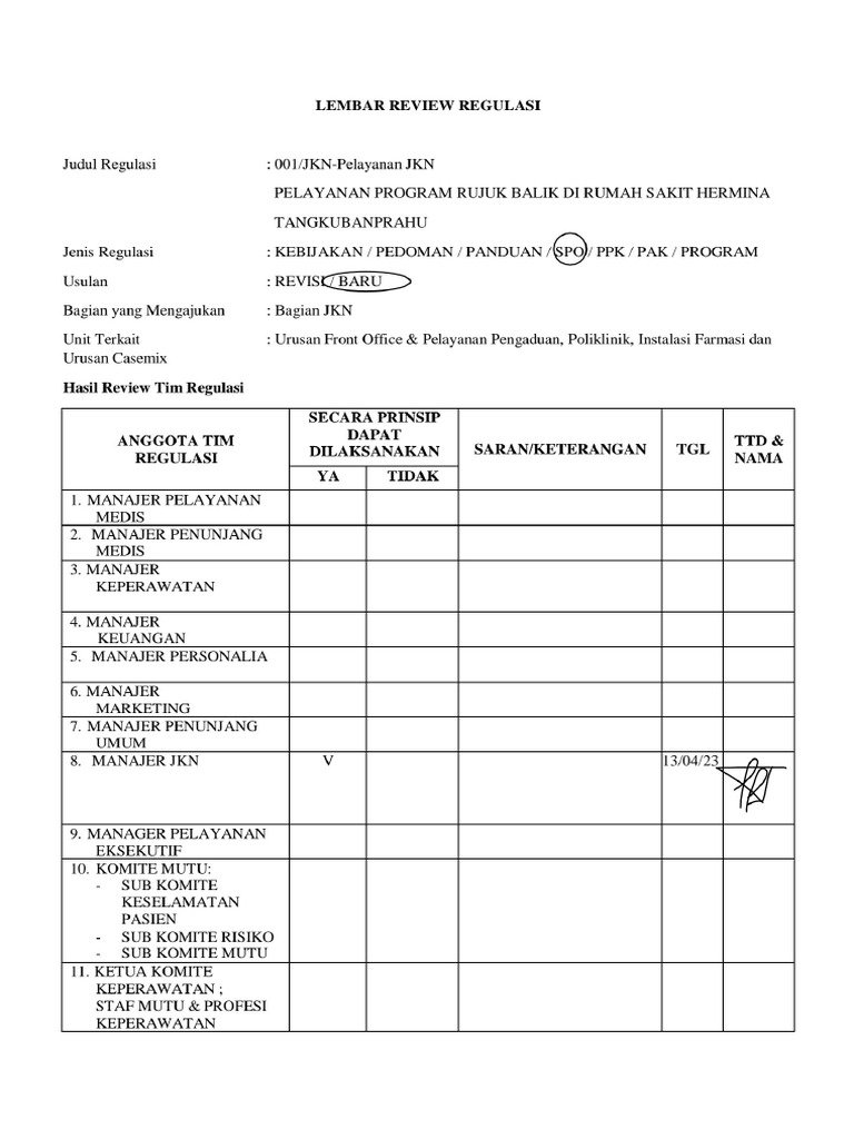 Pelayanan Program Rujuk Balik Di RS Hermina (Rev.00, 2023) rshtkp-1 | PDF