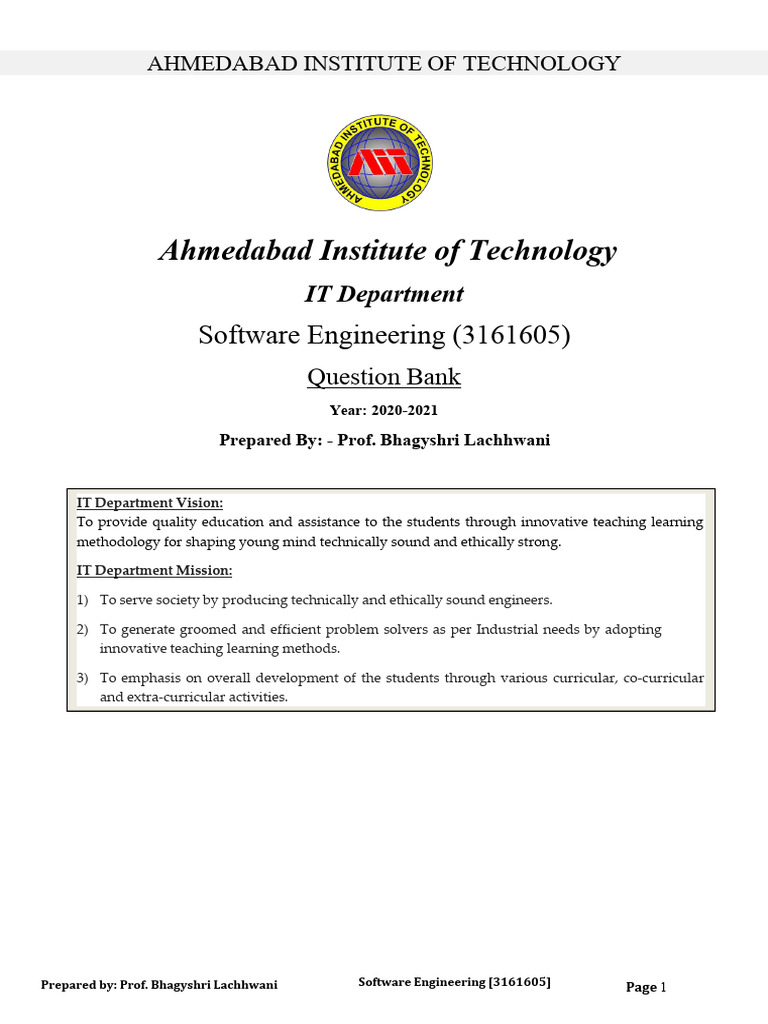 Software Engineering Question Bank 2020-21 | PDF | Software Development ...