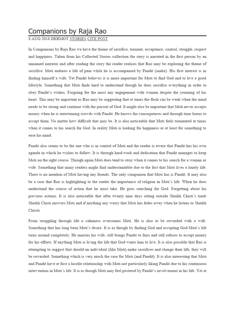 Companions by Raja Rao | PDF