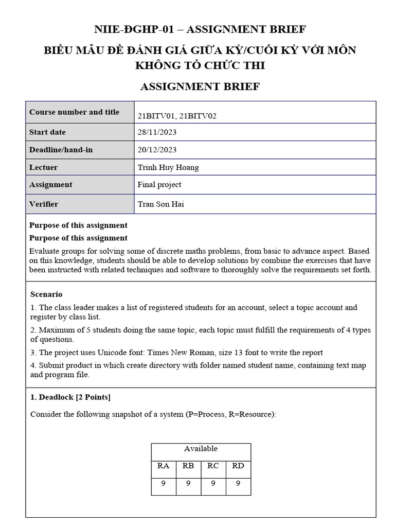Discrete Math Project Guidelines | PDF | Scheduling (Computing ...