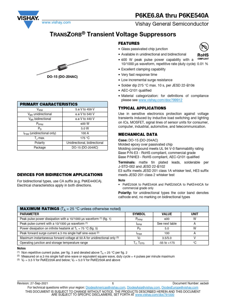 P6ke A | PDF | Integrated Circuit | Electrical Engineering