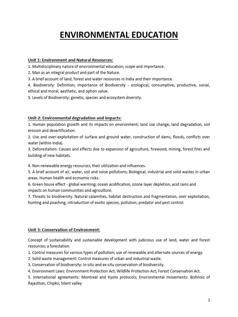 Environmental Education and Resource Conservation | PDF | Deforestation ...
