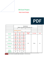 MS Excel Project Marksheet