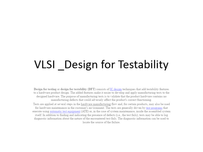 VLSI - Design For Testability | PDF