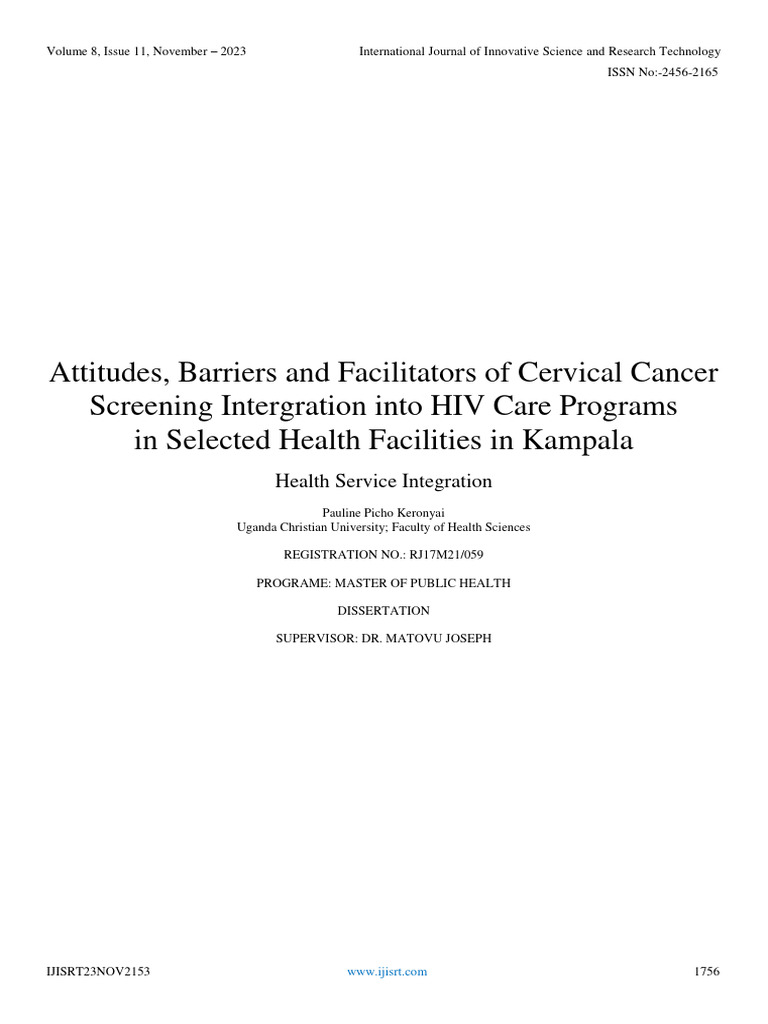 Attitudes barriers and facilitators of cervical cancer screening