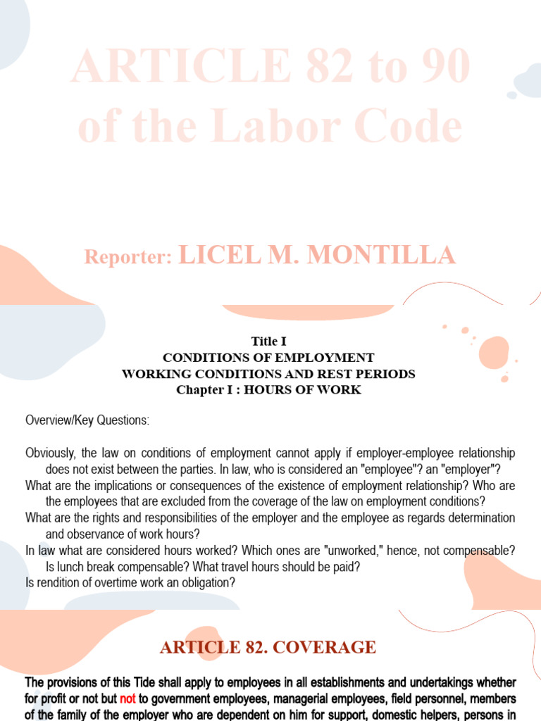 LABOR LAW 1 - ARTICLES 82 To 90 | PDF | Cost Of Living | Employment