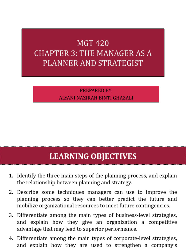 MGT420 - Chapter 3 | PDF | Strategic Management | Goal