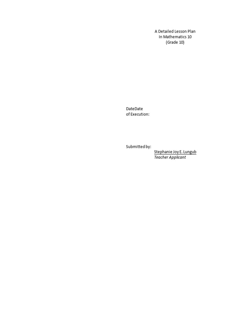 Grade 10 Arithmetic Sequence Lesson Plan | PDF | Lesson Plan | Behavior ...
