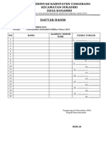 Daftar Hadir Kop Desa 1 - 20