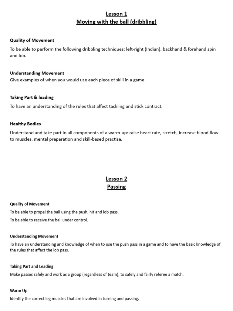 Uni Hockey Learning Objectives Lesson 16 PDF