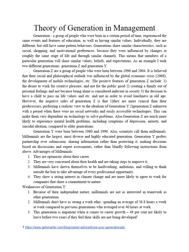 Theory of Generation in Management | PDF | Millennials | Loneliness