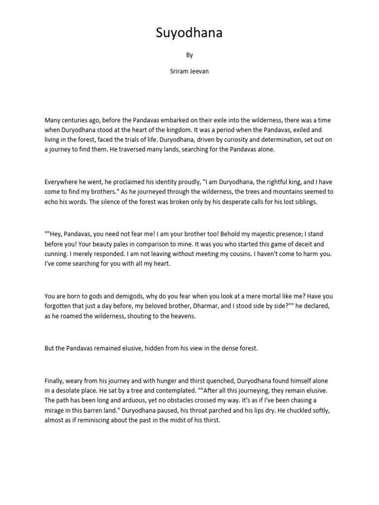 Suyodhana - One Sided Story | PDF | General Fiction