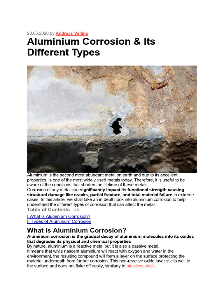 Aluminum Oxidation PDF Corrosion Aluminium