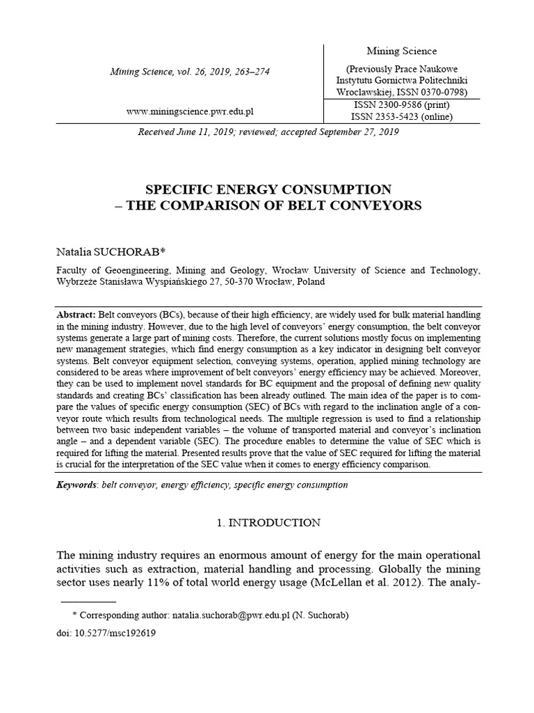 Specific Energy Consumption The Com | PDF | Efficient Energy Use | Belt ...