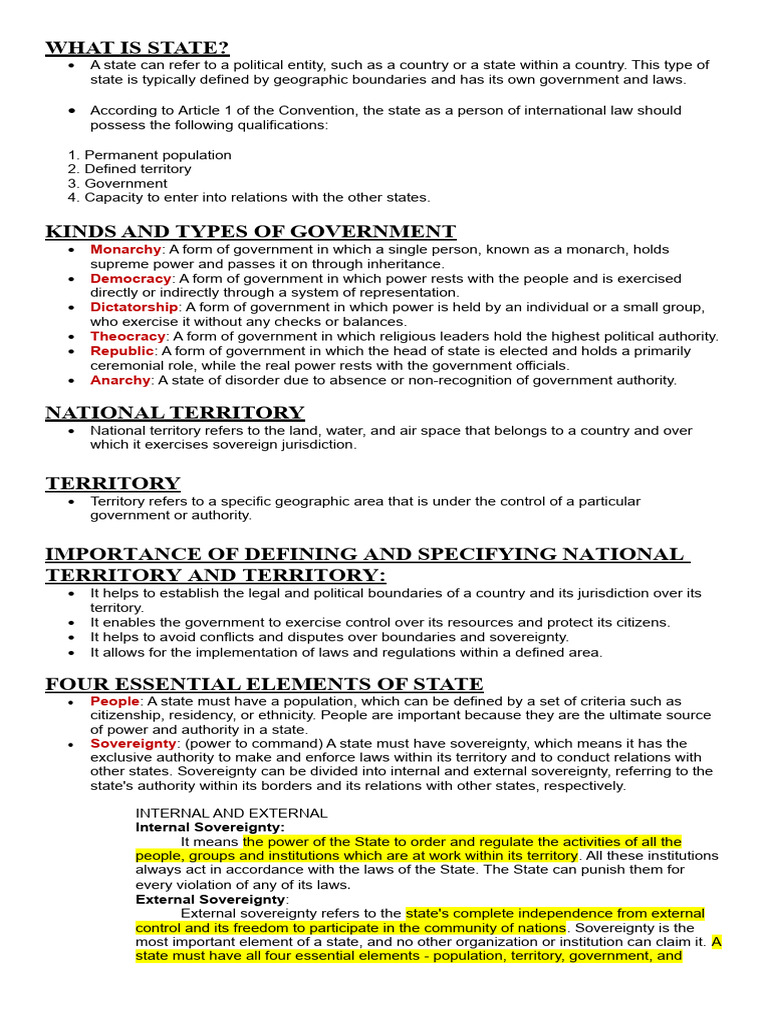 Understanding State and Government Elements | PDF | Bill (Law) | Government