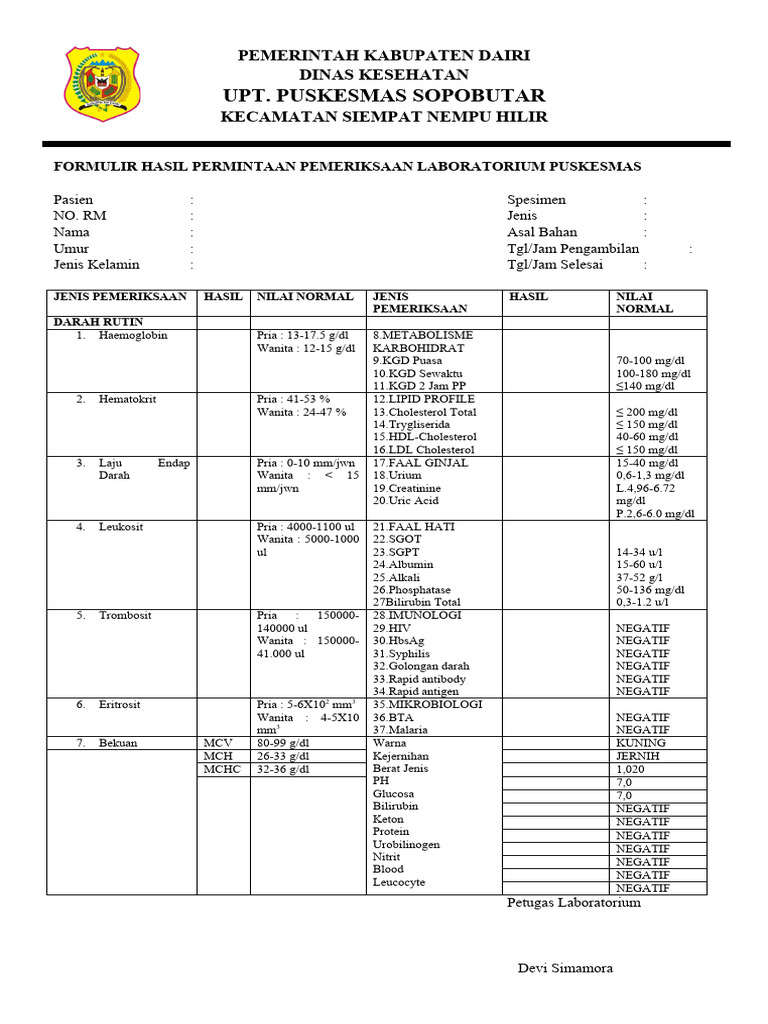 Pemeriksaan Lab | PDF