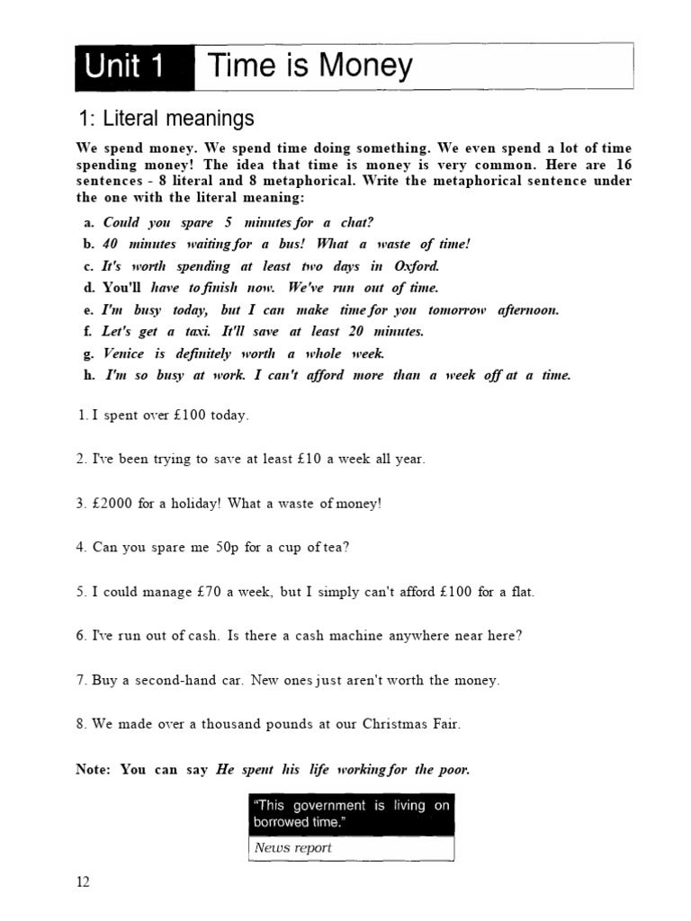 Time Is Money Metaphor PDF