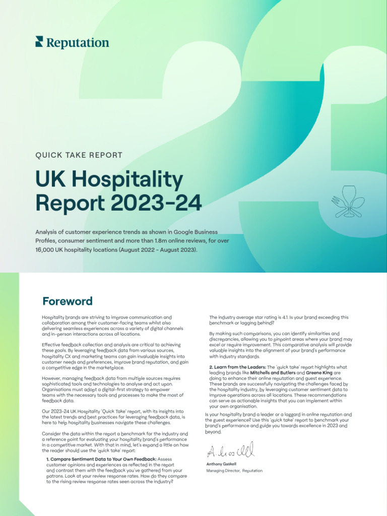 (UK) Hospitality Quick Take 2023 PDF Brand Waiting Staff