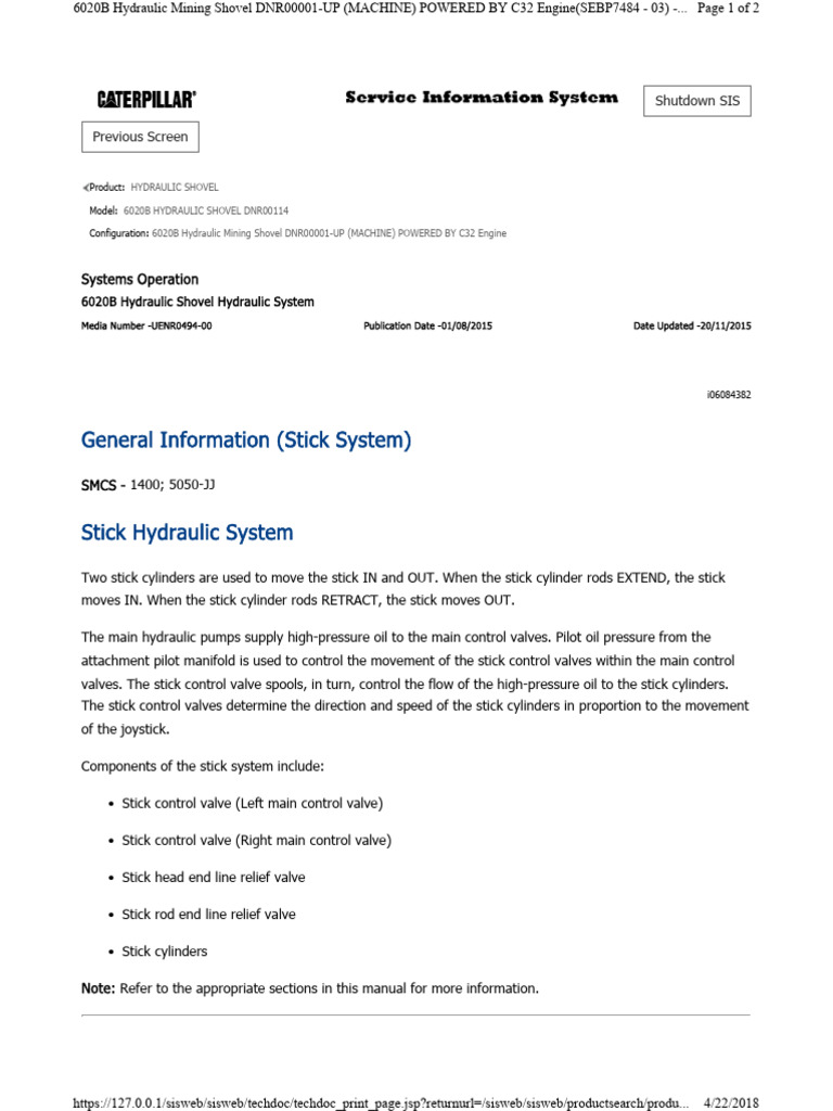 Stick Hydraulic System | PDF