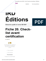 Démarche Qualité Et Norme ISO 9001 - Fiche 20. Check-List Avant Certification - IRD Éditions