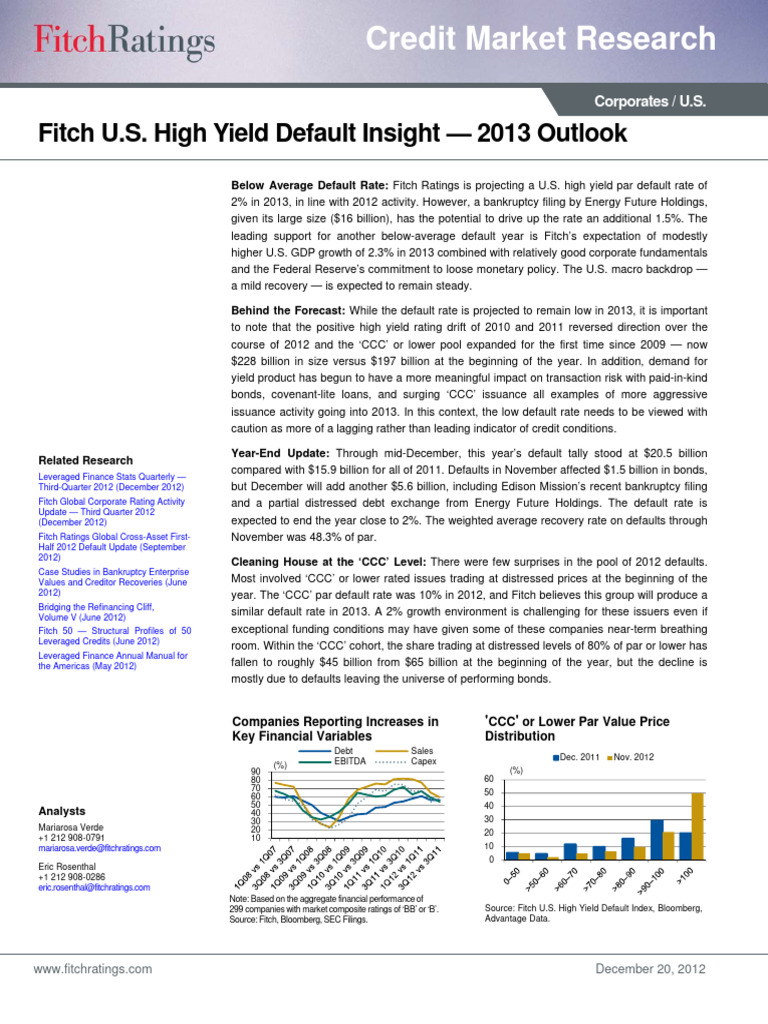 Fitch US HY 2013 Outlook | PDF | High Yield Debt | Economies