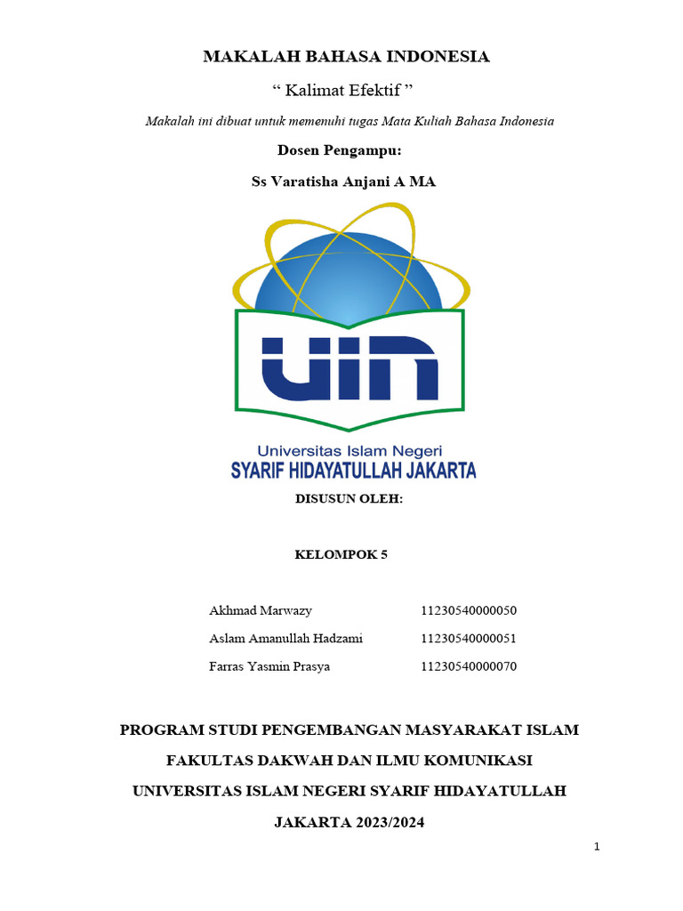 Makalah bahasa indonesia kel 5 pmi uin jkt pdf