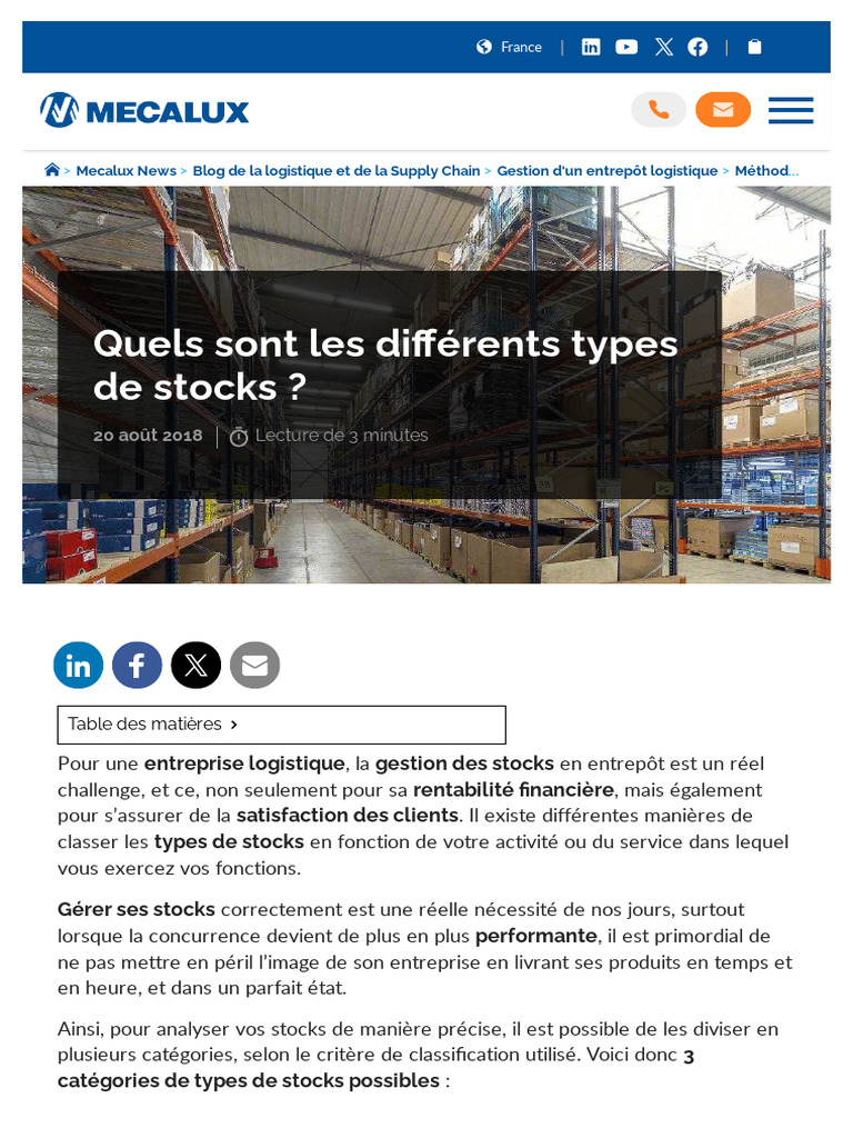 Quels Sont Les Différents Types de Stocks | PDF | Inventaire | Logistique