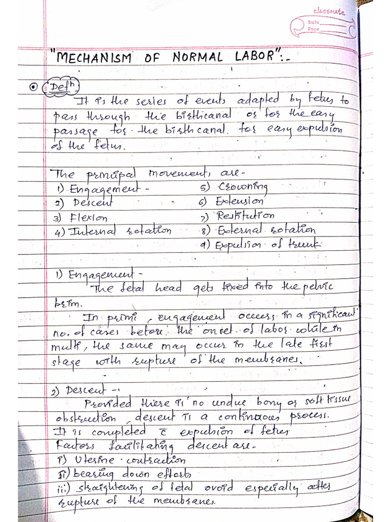 Mechanism of normal labor pdf