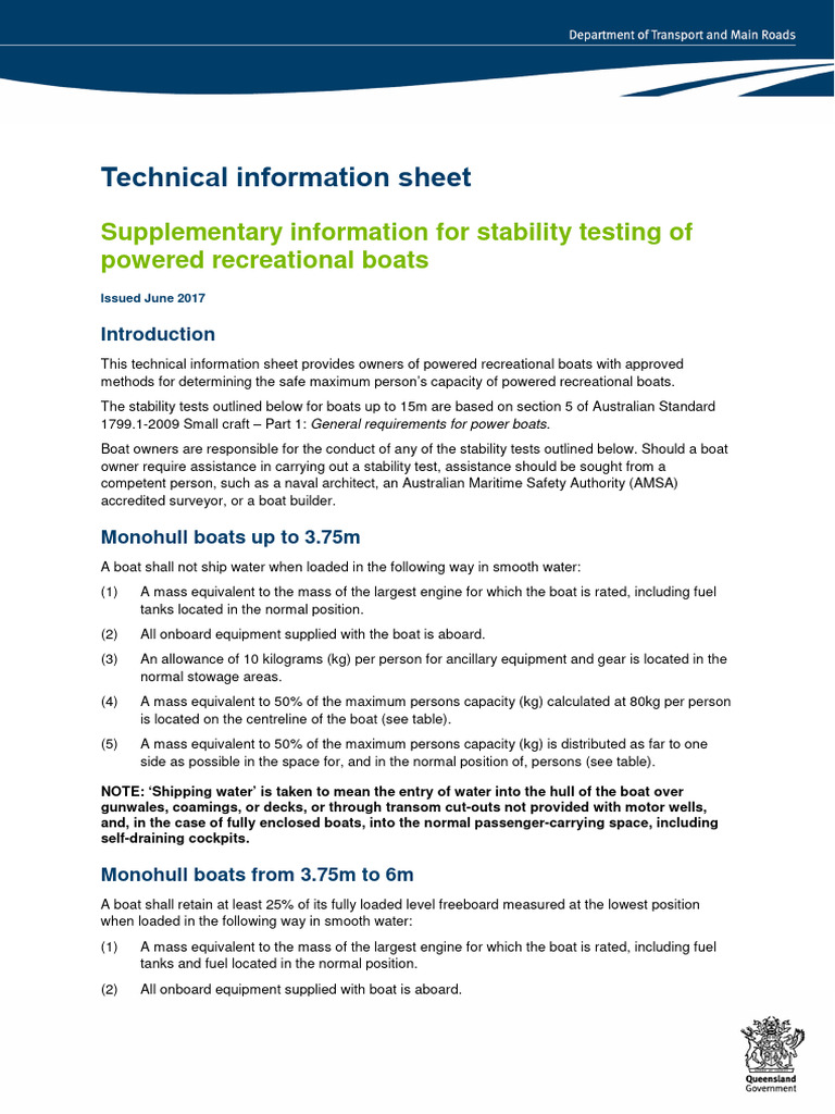 Stability Testing for Powered Boats | PDF | Boats | Ships