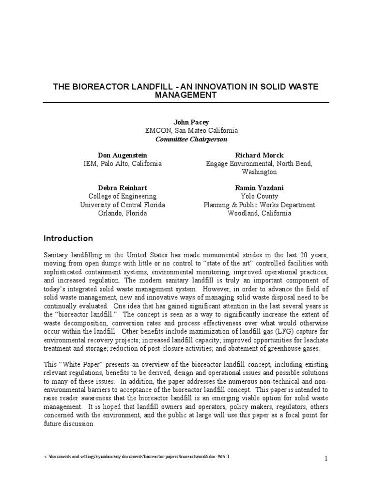Bioreactor Landfill: Innovative Waste Management | PDF | Law