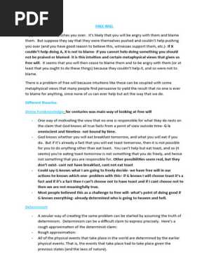 Free Will Notes