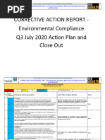 Action Plan and Close Out Report - For Environmental Compliance Q3 July 2020