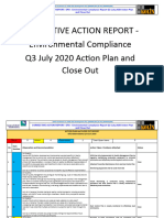 Action Plan and Close Out Report - For Environmental Compliance Q3 July 2020