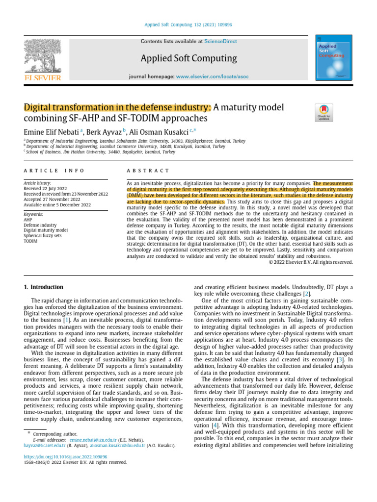 Digital Transformation In The Defense Industry Pdf Innovation