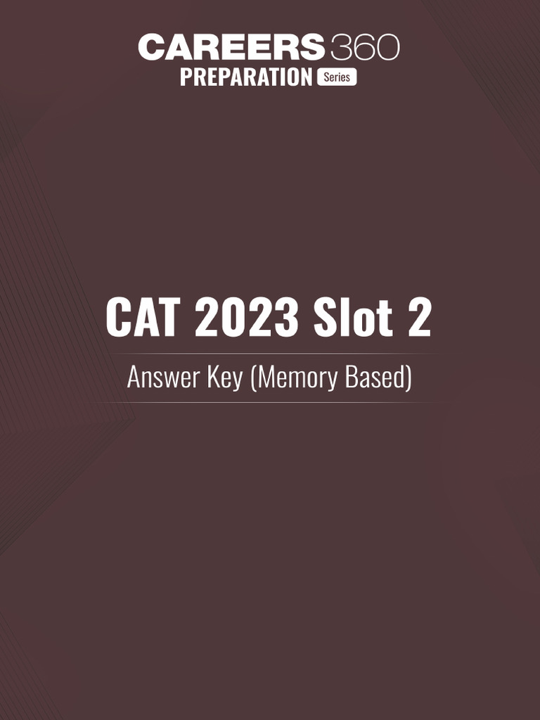 CAT 2023 Slot 2 Answer Key - YrOdMzk | PDF | Chemistry
