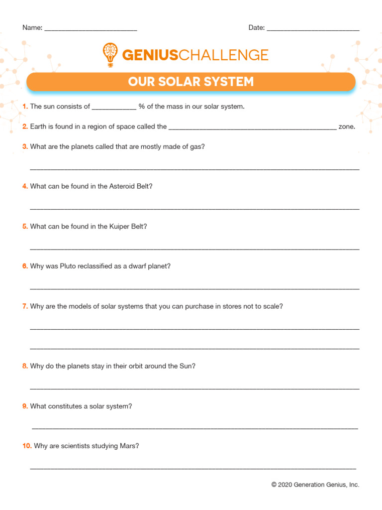 GG Solar System Quiz PDF