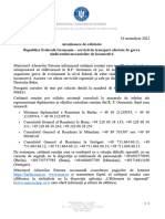 16.11.2023 - Atenționare de Călătorie - Republica Federală Germania