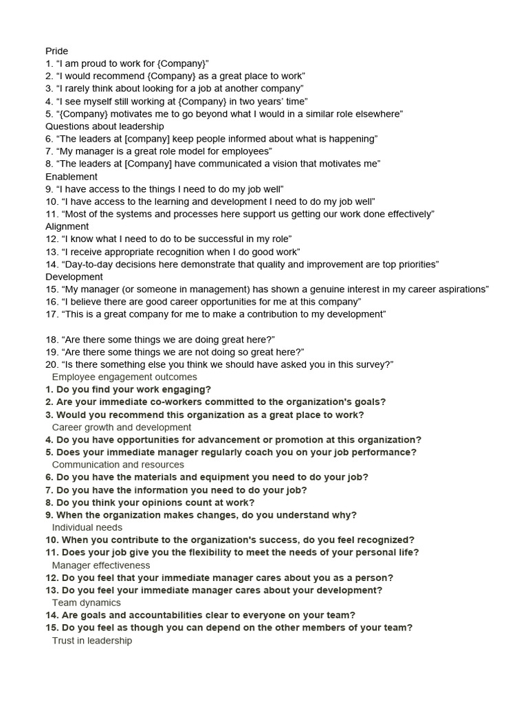 Survey - Points | PDF | Leadership | Employment