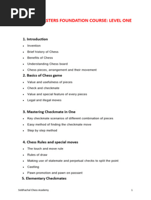 Chess Level ONE course