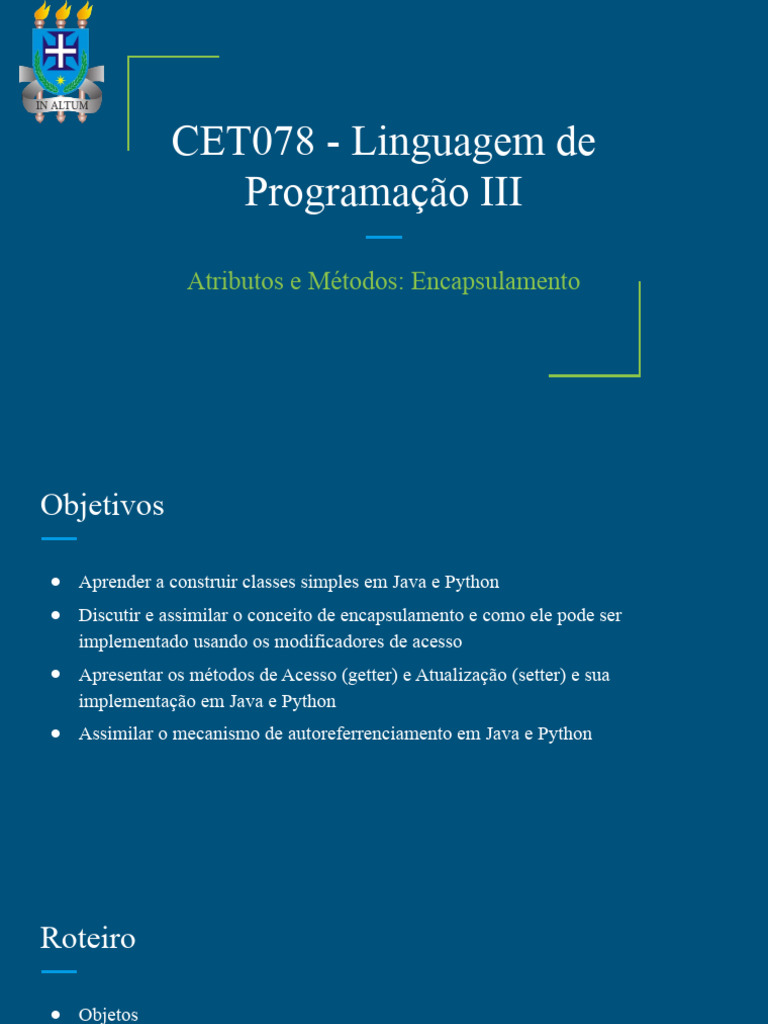 Encapsulamento em POO: Java e Python | PDF | Classe (programação de ...