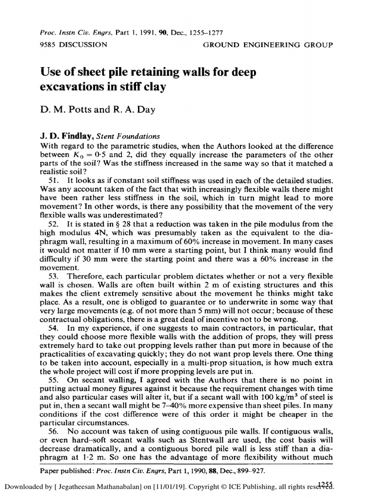 Use of Sheet Pile Retaining Walls For Deep Excavation | PDF | Deep ...