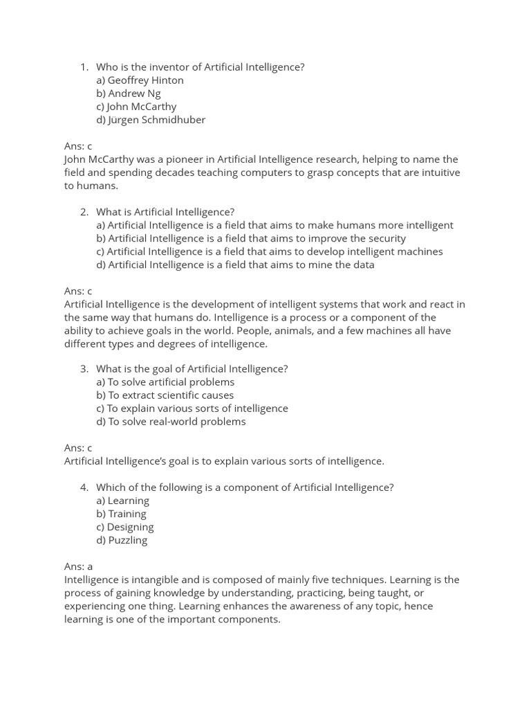 Quiz Robotics Pdf Artificial Intelligence Intelligence Ai