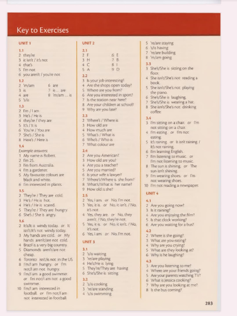 Grammar Answer Key | PDF