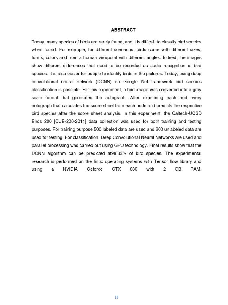 Bird Species Classification Using DCNN | PDF | Deep Learning | Computer ...