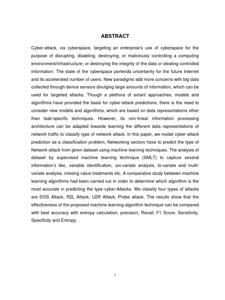 Cyber-Attack Prediction Using Machine Learning | PDF | Artificial ...