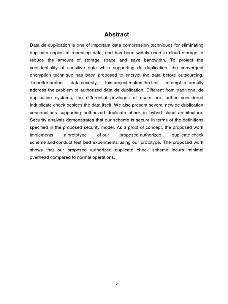 Authorized Data Deduplication in Cloud | PDF | Encryption | Key ...